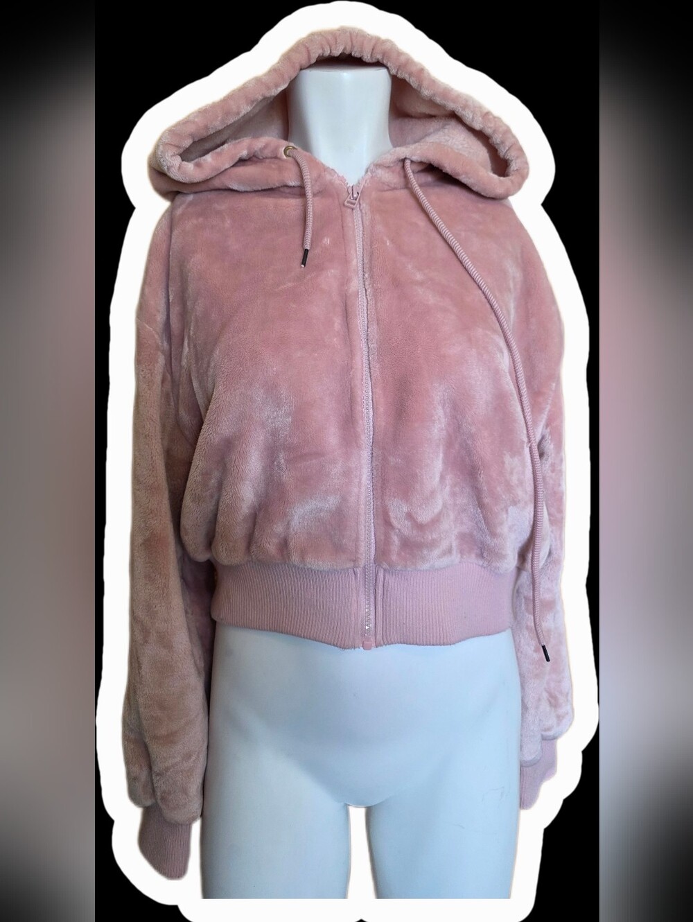 Cozy Plush Hooded Zip Jacket - Dusty Rose
